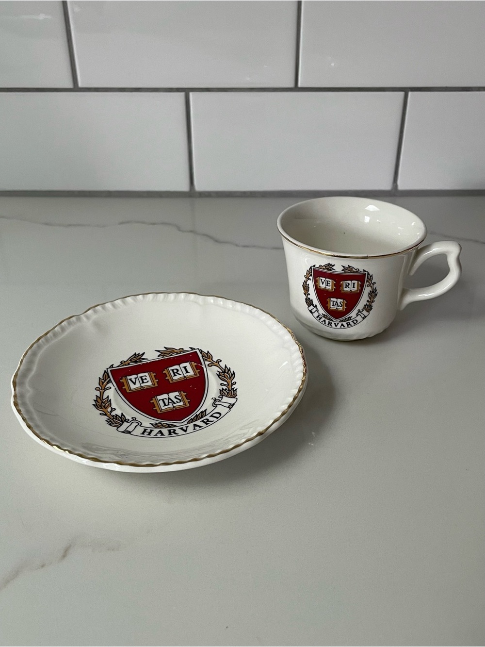 Vintage Harvard University Teacup and Saucer Set